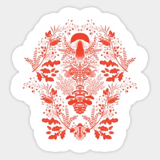 Mushroom forest damask red Sticker
